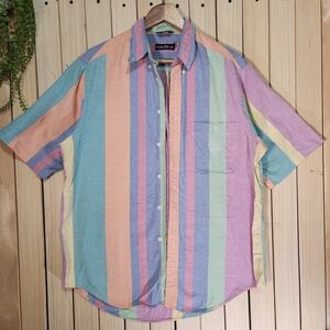 Nautica Men's Shirt Pastel Striped Button Down